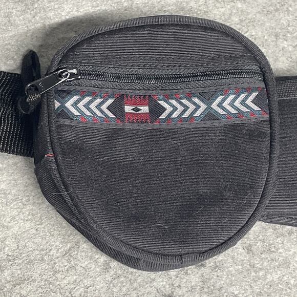 Vtg Trailmaker Fanny Pack Hip Bag Black w/Water Bottle Holder 90s Aztec Gorpcore - Picture 2 of 6